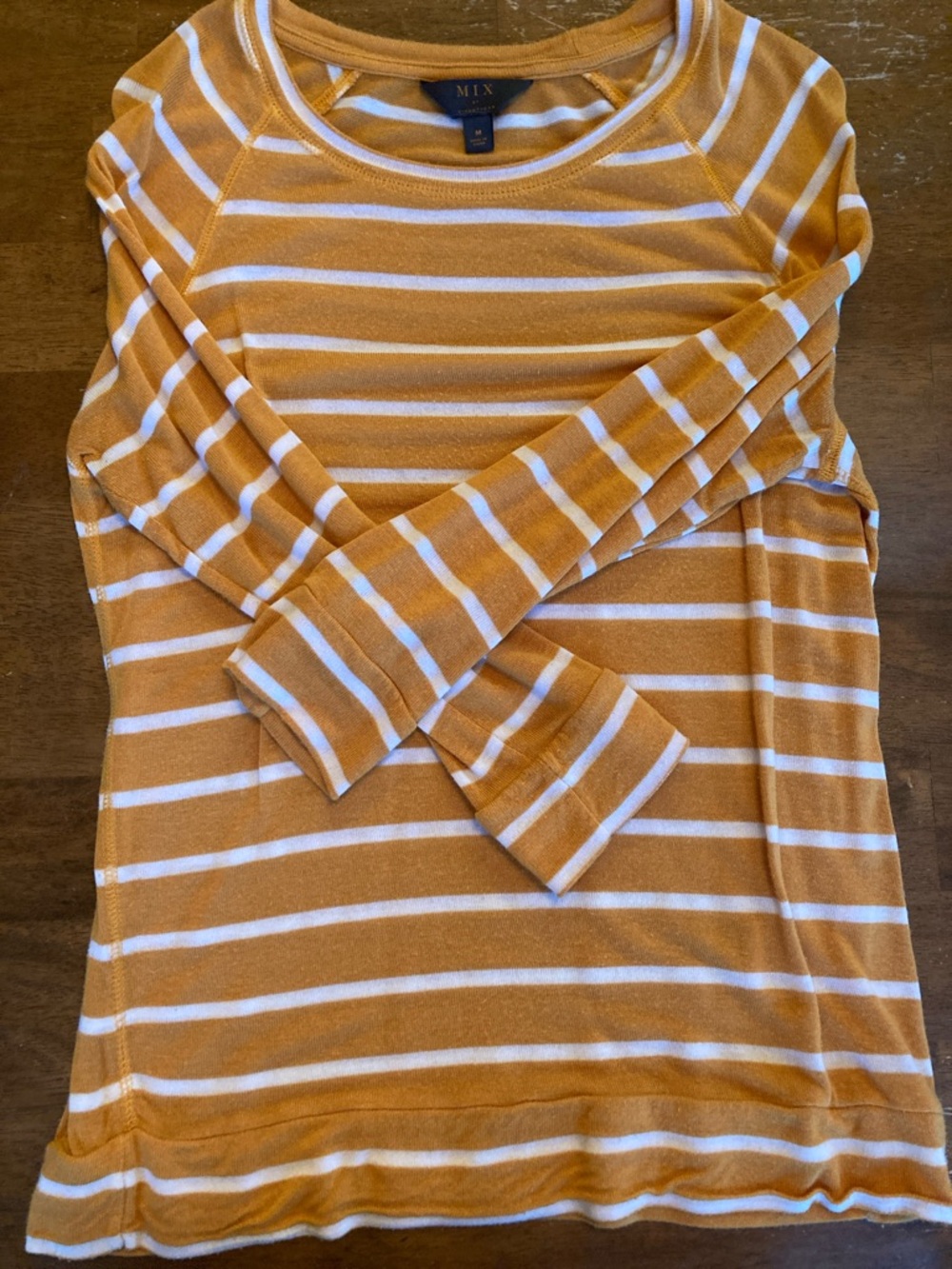 Mi Women's Mustard Stripe Long Sleeve Jersey Top